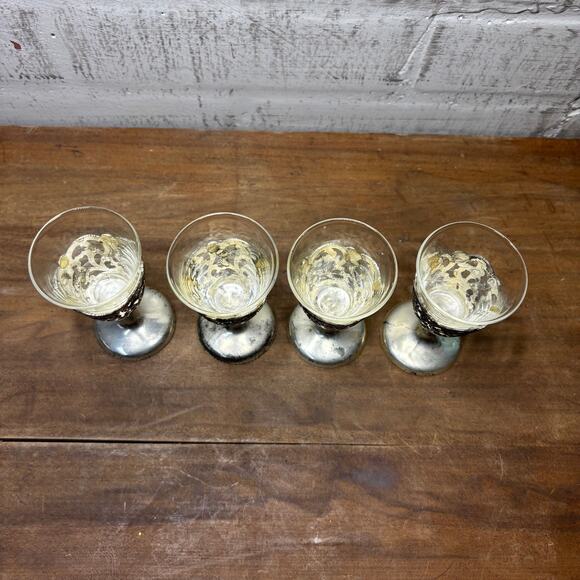 Antique Silverplate Cordial Cups Set Of 4 - Picture 4 of 6